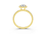 Yellow gold Pear Cut Halo Diamond Pave Band with Prong Setting_3