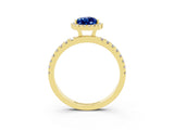 Yellow gold Pear Cut Halo Diamond Pave Band with Prong Setting_3