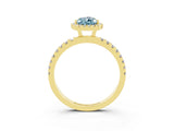 Yellow gold Pear Cut Halo Diamond Pave Band with Prong Setting_3