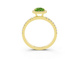 Yellow gold Pear Cut Halo Diamond Pave Band with Prong Setting_3