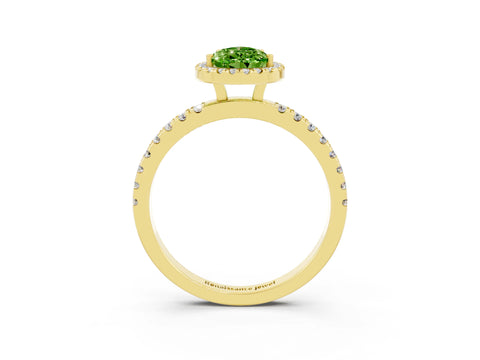 Yellow gold Pear Cut Halo Diamond Pave Band with Prong Setting_3