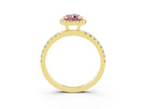 Yellow gold Pear Cut Halo Diamond Pave Band with Prong Setting_3