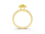 Yellow gold Pear Cut Halo Diamond Pave Band with Prong Setting_3