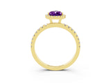 Yellow gold Pear Cut Halo Diamond Pave Band with Prong Setting_3