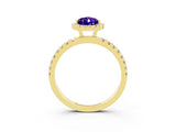 Yellow gold Pear Cut Halo Diamond Pave Band with Prong Setting_3