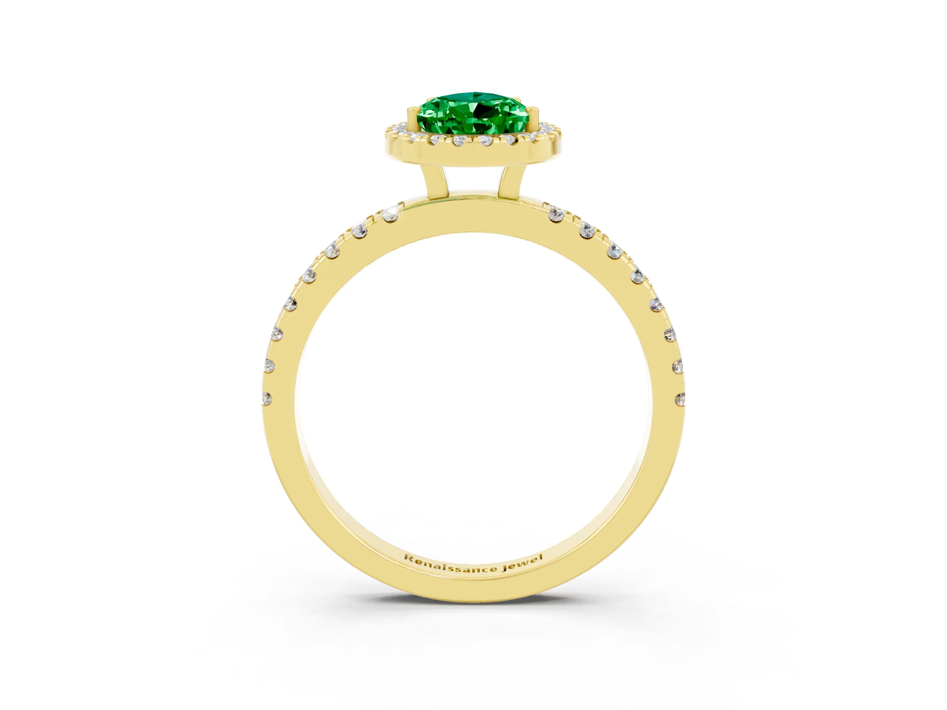 Yellow gold Pear Cut Halo Diamond Pave Band with Prong Setting_3