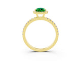 Yellow gold Pear Cut Halo Diamond Pave Band with Prong Setting_3