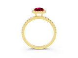 Yellow gold Pear Cut Halo Diamond Pave Band with Prong Setting_3