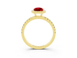 Yellow gold Pear Cut Halo Diamond Pave Band with Prong Setting_3