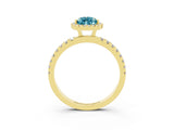 Yellow gold Pear Cut Halo Diamond Pave Band with Prong Setting_3