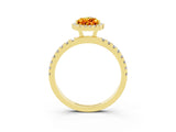 Yellow gold Pear Cut Halo Diamond Pave Band with Prong Setting_3