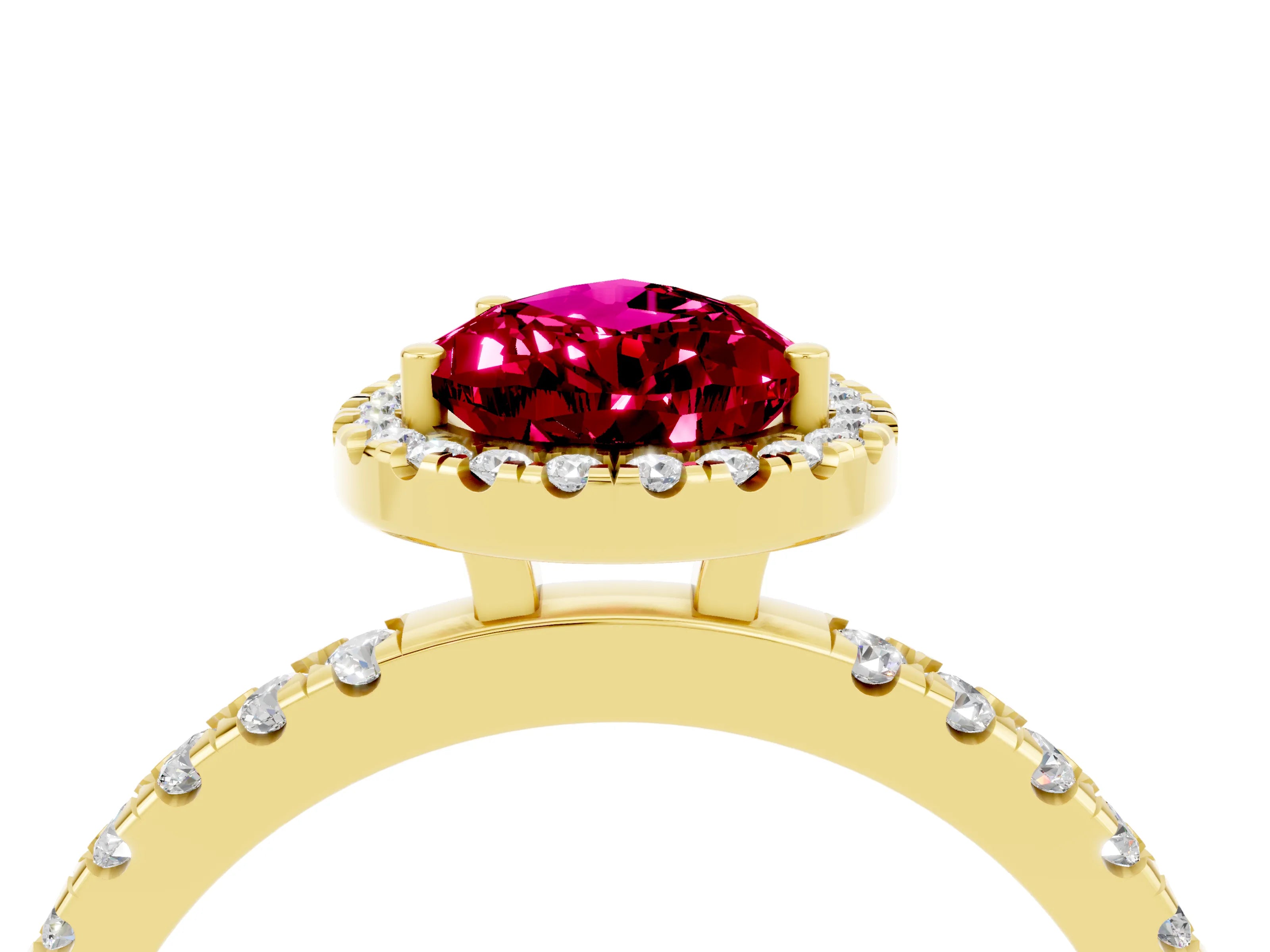Yellow gold Pear Cut Halo Diamond Pave Band with Prong Setting_4