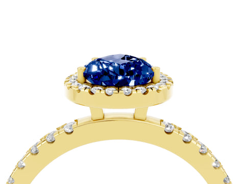 Yellow gold Pear Cut Halo Diamond Pave Band with Prong Setting_4