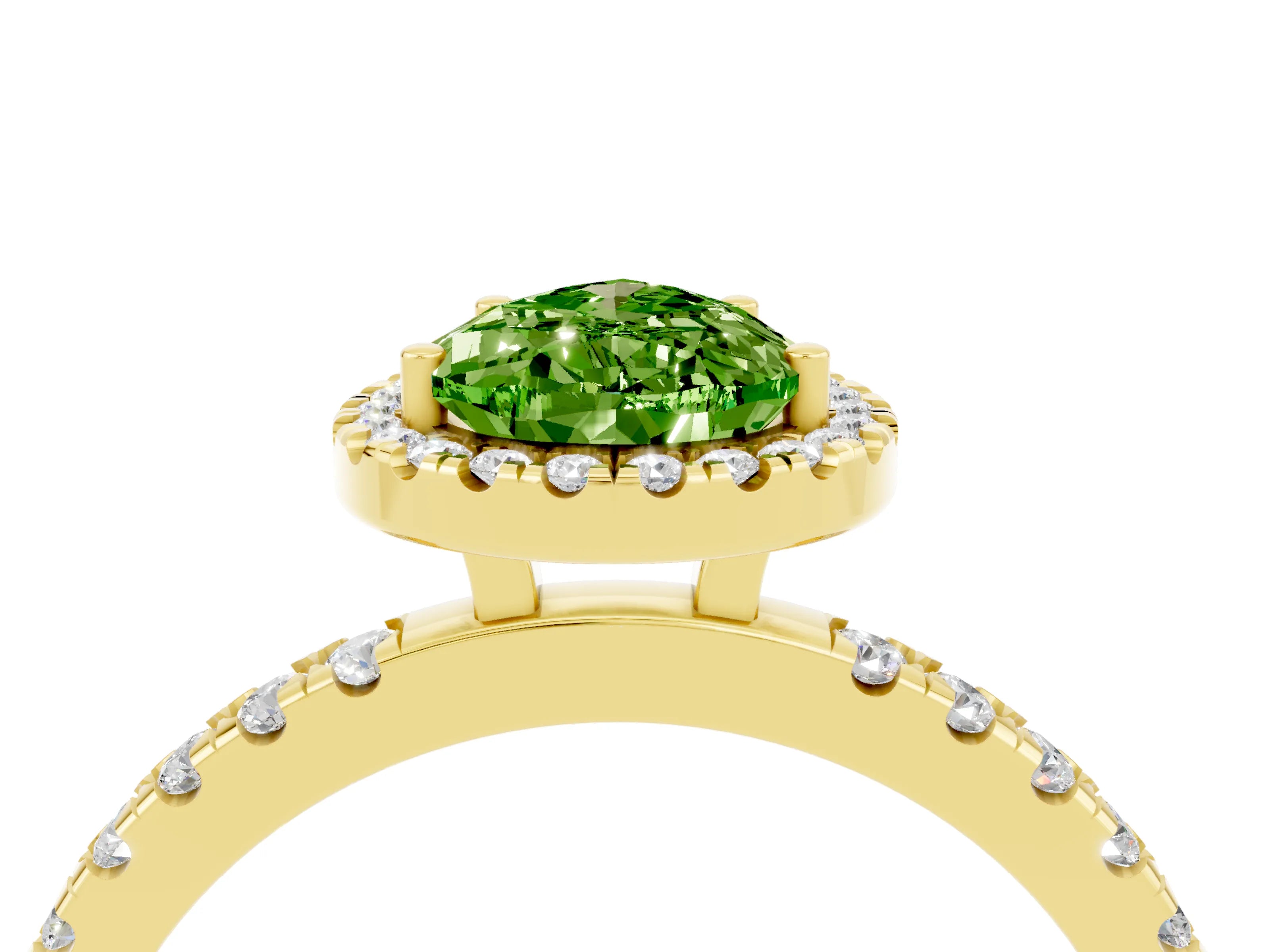 Yellow gold Pear Cut Halo Diamond Pave Band with Prong Setting_4