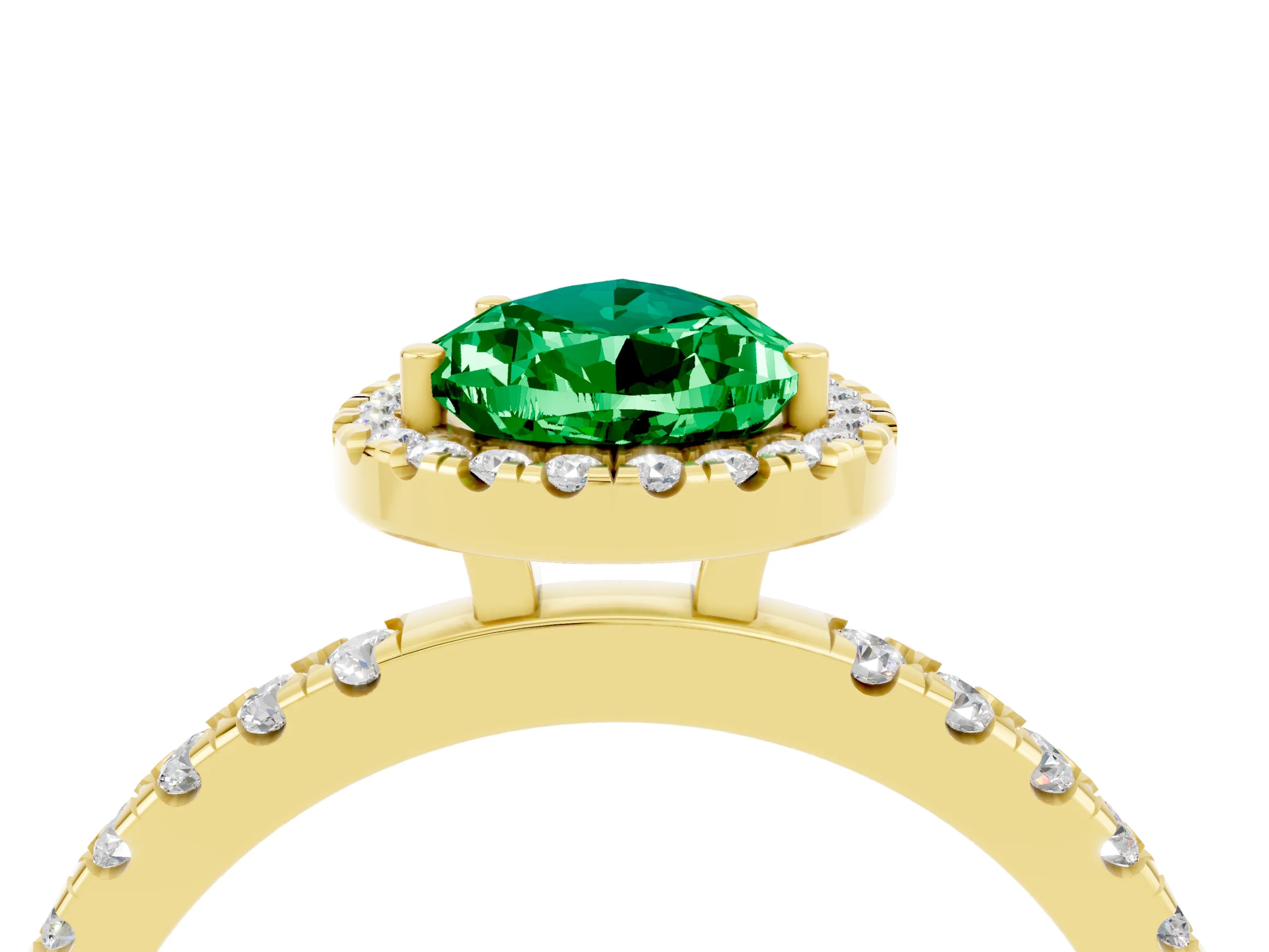 Yellow gold Pear Cut Halo Diamond Pave Band with Prong Setting_4
