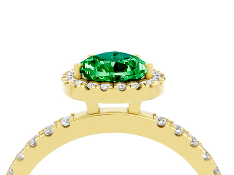 Yellow gold Pear Cut Halo Diamond Pave Band with Prong Setting_4
