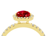 Yellow gold Pear Cut Halo Diamond Pave Band with Prong Setting_4