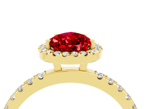 Yellow gold Pear Cut Halo Diamond Pave Band with Prong Setting_4