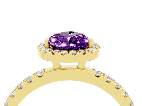 Yellow gold Pear Cut Halo Diamond Pave Band with Prong Setting_4