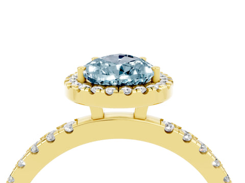 Yellow gold Pear Cut Halo Diamond Pave Band with Prong Setting_4