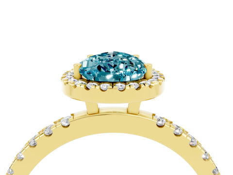 Yellow gold Pear Cut Halo Diamond Pave Band with Prong Setting_4