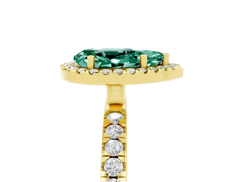 Yellow gold Pear Cut Halo Diamond Pave Band with Prong Setting_5