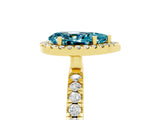 Yellow gold Pear Cut Halo Diamond Pave Band with Prong Setting_5