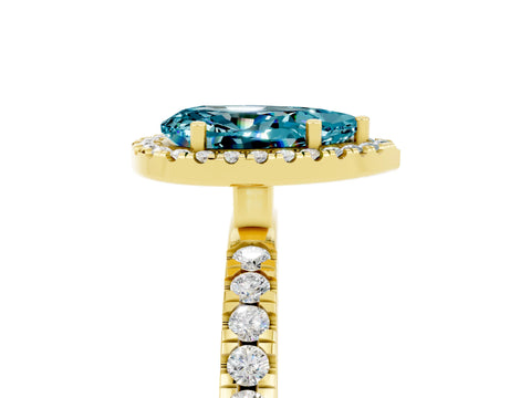 Yellow gold Pear Cut Halo Diamond Pave Band with Prong Setting_5