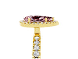 Yellow gold Pear Cut Halo Diamond Pave Band with Prong Setting_5