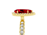 Yellow gold Pear Cut Halo Diamond Pave Band with Prong Setting_5