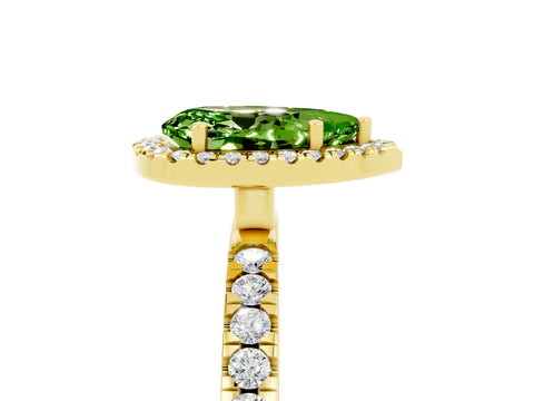 Yellow gold Pear Cut Halo Diamond Pave Band with Prong Setting_5