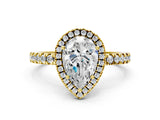 Yellow gold Pear Cut Halo Diamond Pave Band with Prong Setting_8