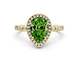 Yellow gold Pear Cut Halo Diamond Pave Band with Prong Setting