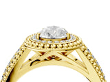 Yellow gold Pear Cut Halo Diamond Ring with Beaded Split Shank and Four-Prong Setting_13