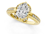 Yellow gold Pear Cut Halo Diamond Ring with Channel Set Band and Four-Prong Setting_33