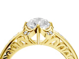 Yellow gold Pear Cut Halo Diamond Ring with Channel Set Band and Four-Prong Setting_36