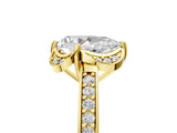 Yellow gold Pear Cut Halo Diamond Ring with Channel Set Band and Four-Prong Setting_37