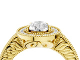 Yellow gold Pear Cut Halo Diamond Ring with Pavé Band and Four-Prong Setting_85