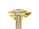 Yellow gold Pear Cut Halo Diamond Ring with Pavé Band and Four-Prong Setting_86