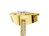 Yellow gold Pear Cut Halo Diamond Ring with Pavé Band and Milgrain Prong Setting_38