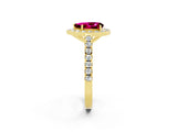 Yellow gold Pear Cut Halo Diamond Ring with Pavé Band and Three-Prong Setting_13