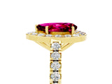 Yellow gold Pear Cut Halo Diamond Ring with Pavé Band and Three-Prong Setting_16