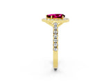 Yellow gold Pear Cut Halo Diamond Ring with Pavé Band and Three-Prong Setting_25