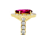 Yellow gold Pear Cut Halo Diamond Ring with Pavé Band and Three-Prong Setting_28