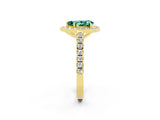 Yellow gold Pear Cut Halo Diamond Ring with Pavé Band and Three-Prong Setting_2