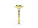 Yellow gold Pear Cut Halo Diamond Ring with Pavé Band and Three-Prong Setting_2