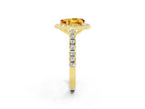 Yellow gold Pear Cut Halo Diamond Ring with Pavé Band and Three-Prong Setting_2
