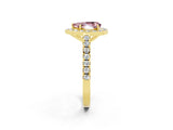 Yellow gold Pear Cut Halo Diamond Ring with Pavé Band and Three-Prong Setting_2