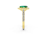 Yellow gold Pear Cut Halo Diamond Ring with Pavé Band and Three-Prong Setting_2