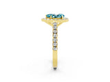 Yellow gold Pear Cut Halo Diamond Ring with Pavé Band and Three-Prong Setting_2